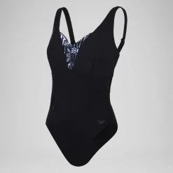 Maillot de bain 1 pièce Femmes OpusGem DD+ imprimé pour Femmes Noir/Gris oxydé/Blanc