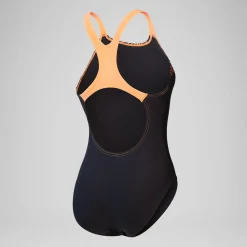 Maillot de bain 1 pièce Femmes Medley Logo pour Femmes Noir/Nectarine