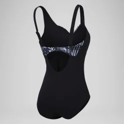 Maillot de bain 1 pièce Femmes OpusGem DD+ imprimé pour Femmes Noir/Gris oxydé/Blanc