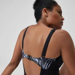 Maillot de bain 1 pièce Femmes OpusGem DD+ imprimé pour Femmes Noir/Gris oxydé/Blanc
