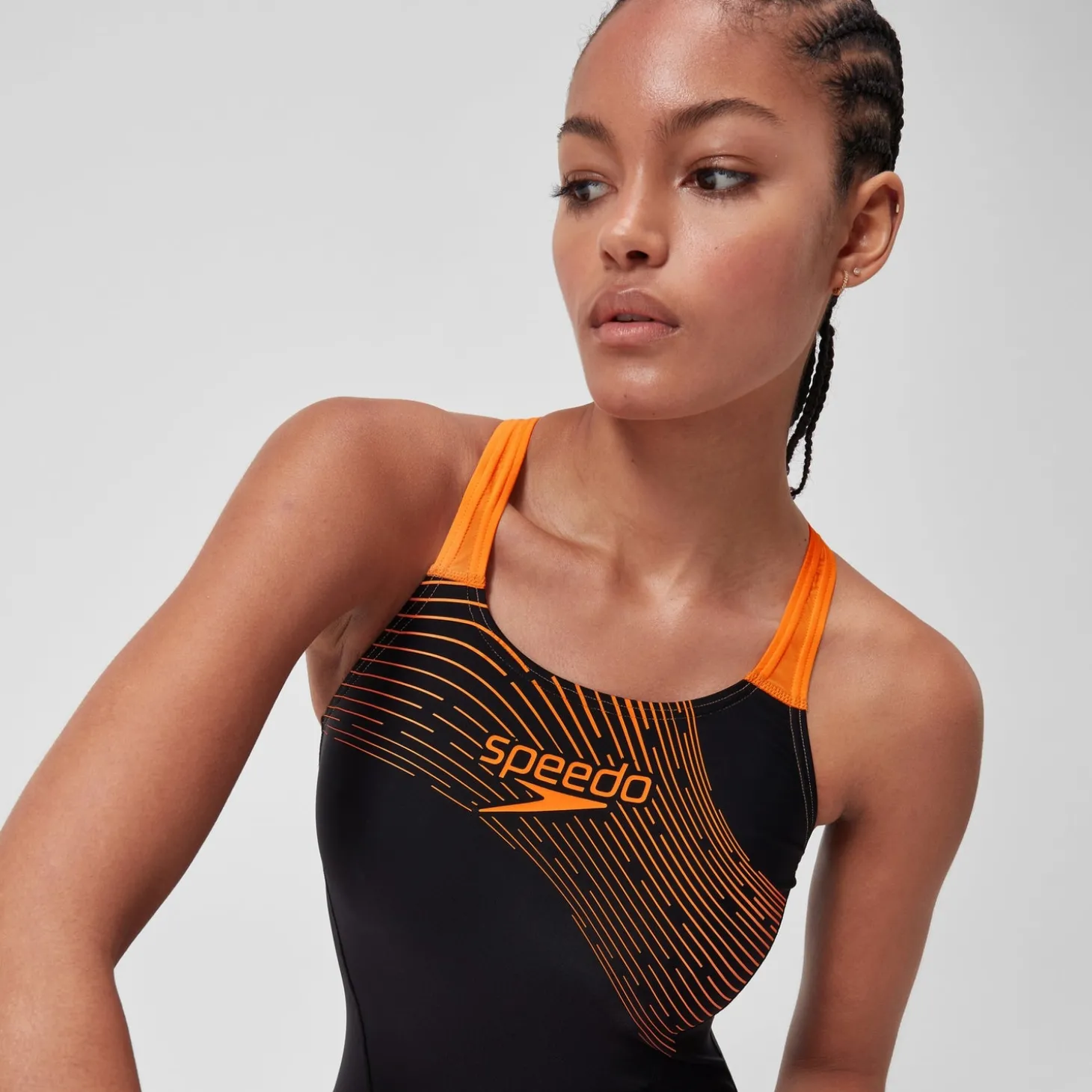 Maillot de bain 1 pièce Femmes Medley Logo pour Femmes Noir/Nectarine