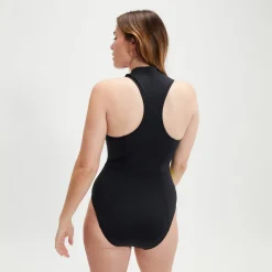 Maillot de bain thermique sans manches pour femmes Noir/Jaune