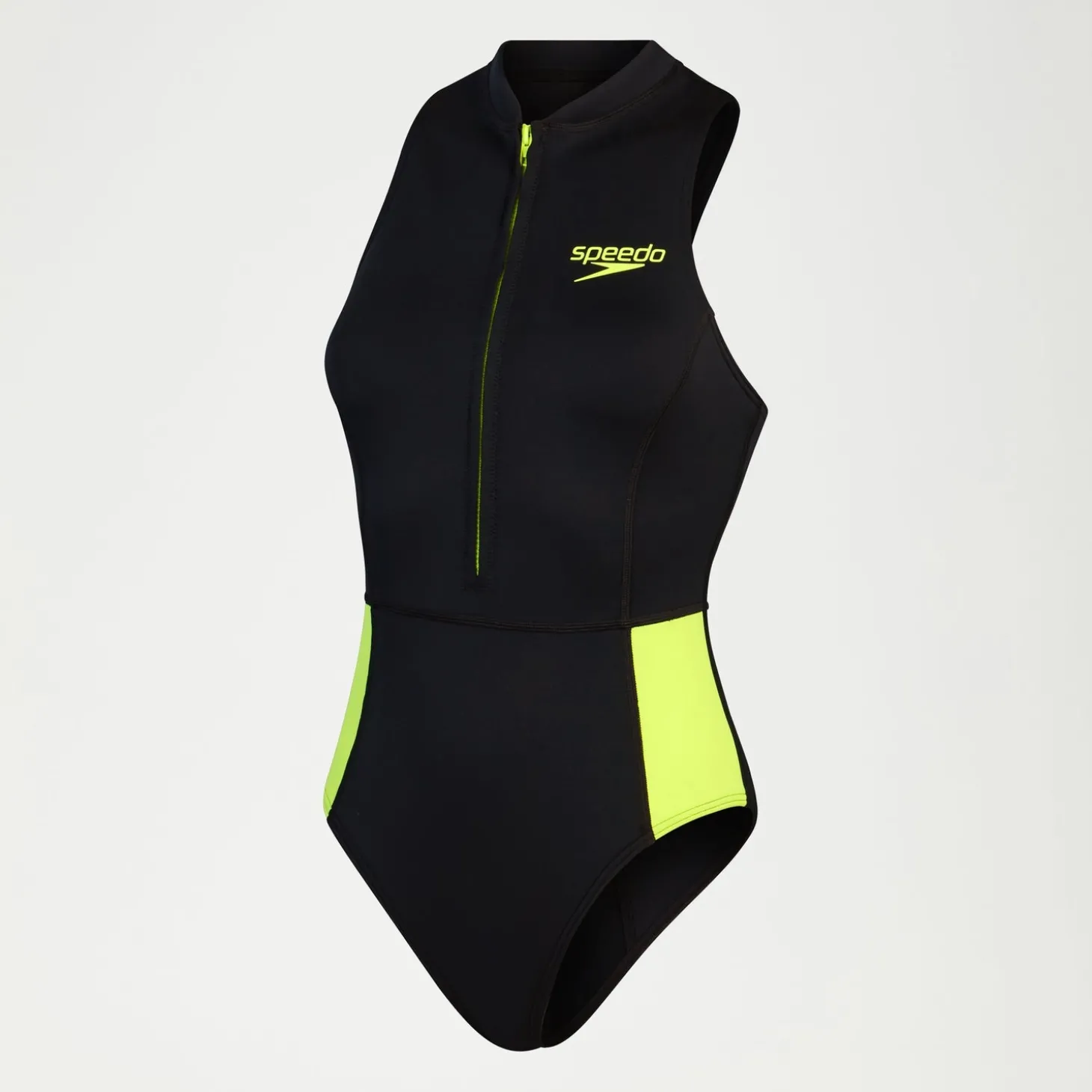 Maillot de bain thermique sans manches pour femmes Noir/Jaune