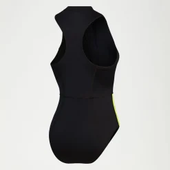 Maillot de bain thermique sans manches pour femmes Noir/Jaune