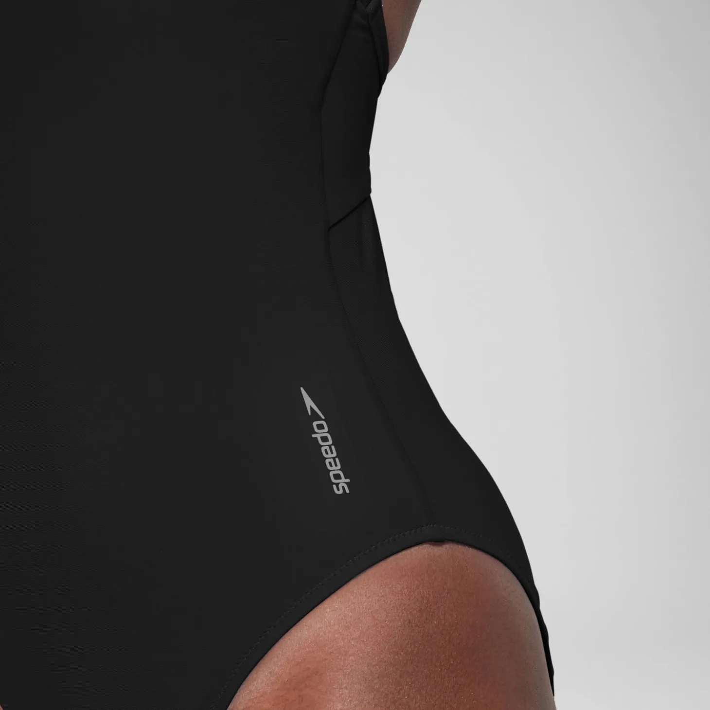 Maillot de bain uni dos nageur Femme Gris foncé