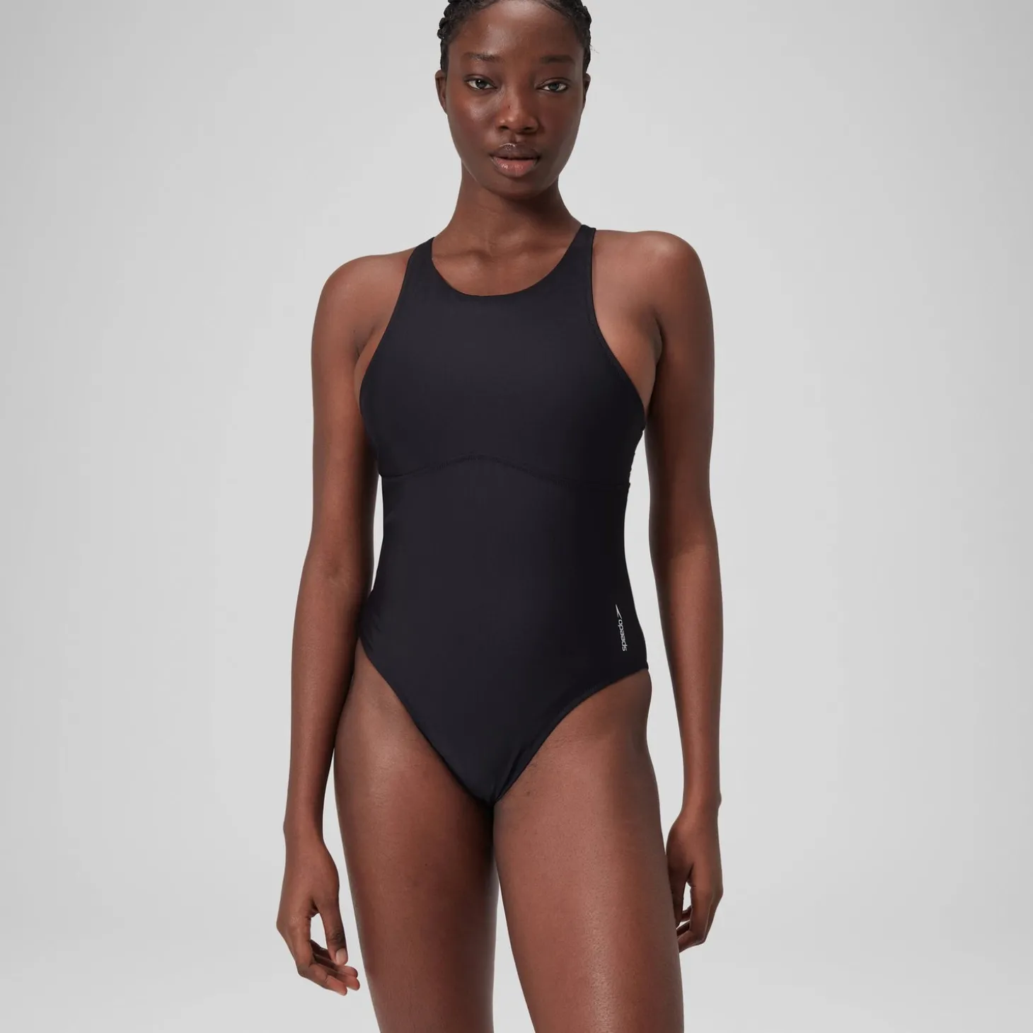 Maillot de bain uni ras de cou Femme Gris foncé
