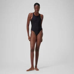 Maillot de bain uni ras de cou Femme Gris foncé
