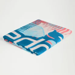 Serviette de plage imprimée rose/corail