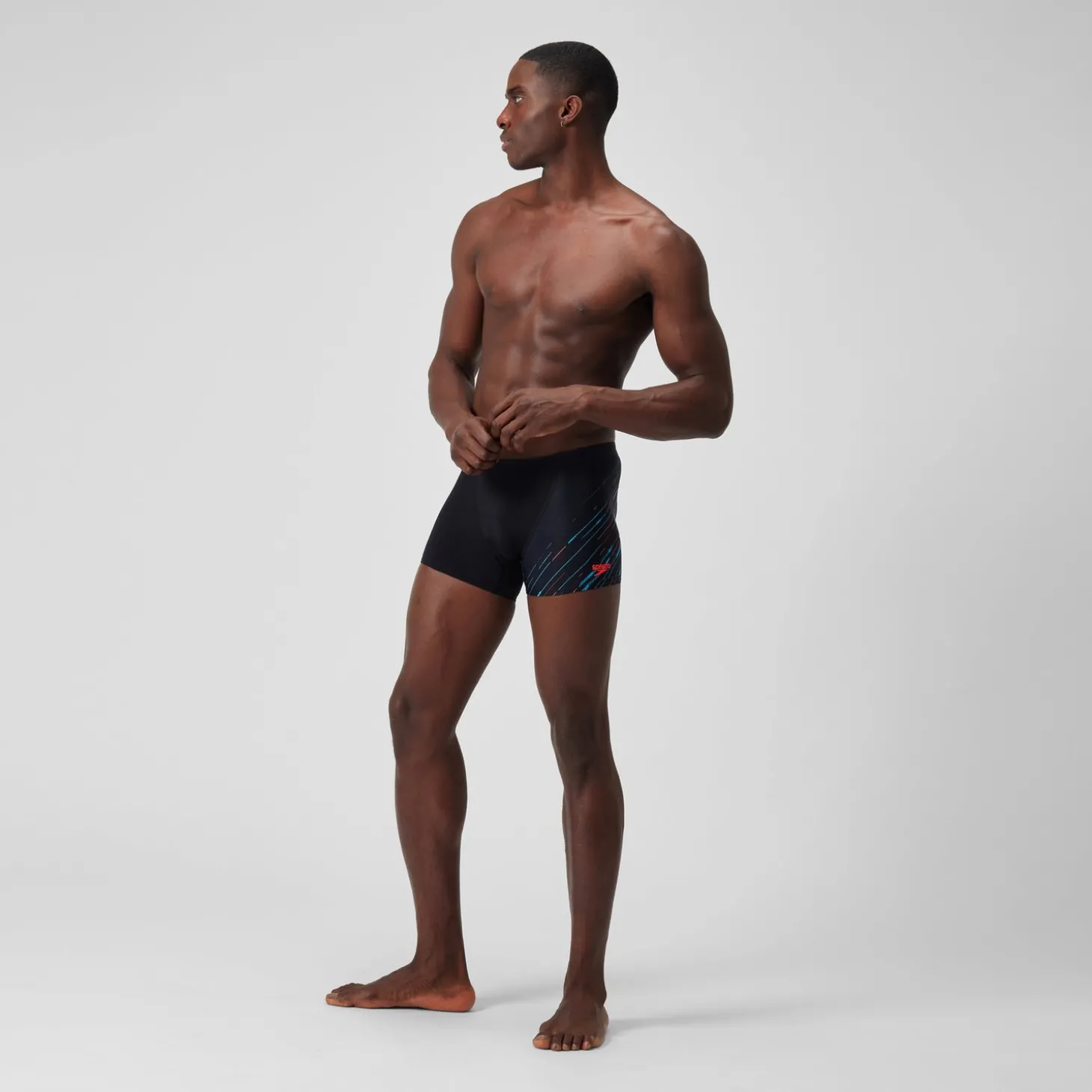 Short de bain Aquashort Hyperboom coupe en V pour Hommes Noir/Bleu picton/Rouge sirène