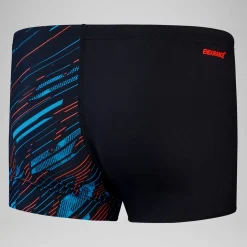 Short de bain Aquashort Hyperboom coupe en V pour Hommes Noir/Bleu picton/Rouge sirène