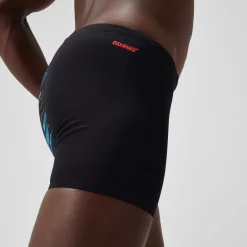 Short de bain Aquashort Hyperboom coupe en V pour Hommes Noir/Bleu picton/Rouge sirène