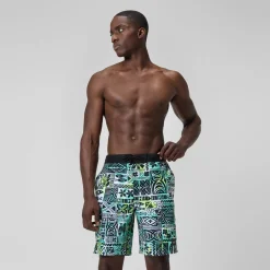 Short de bain Bondi imprimé 50 cm, hommes, noir/blanc
