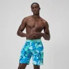 Short de bain Bondi imprimé 50 cm, hommes, turquoise/bleu