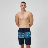 Short de bain Bondi imprimé 50 cm, hommes, bleu marine/bleu