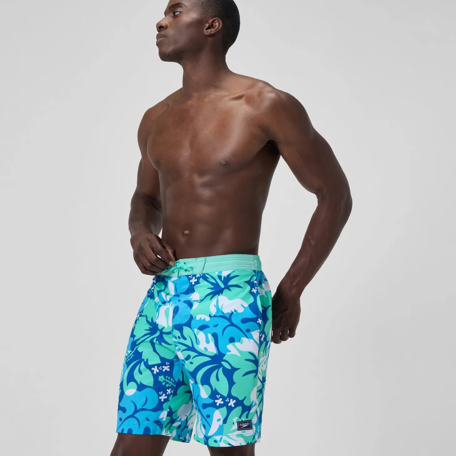Short de bain Bondi imprimé 50 cm, hommes, turquoise/bleu