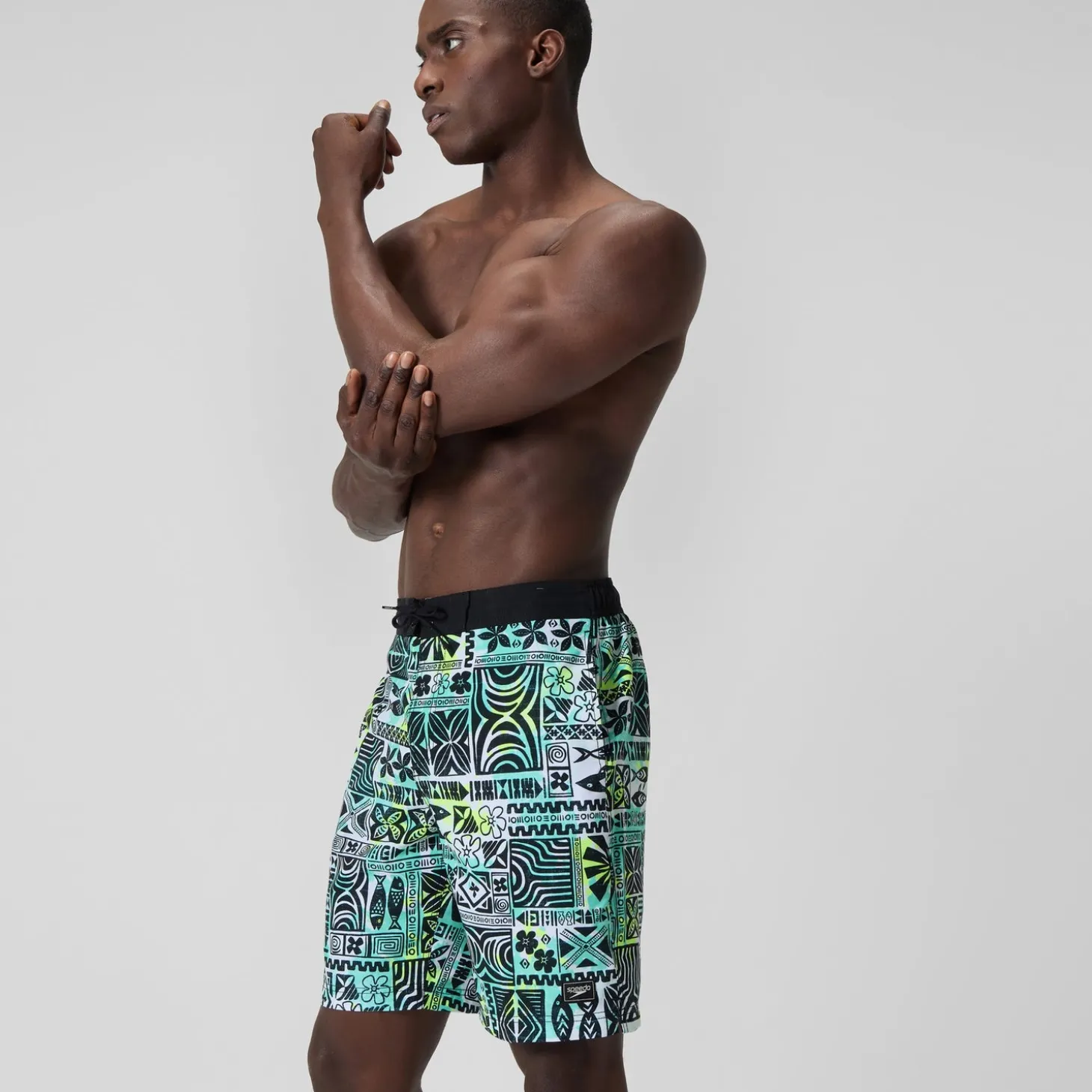 Short de bain Bondi imprimé 50 cm, hommes, noir/blanc
