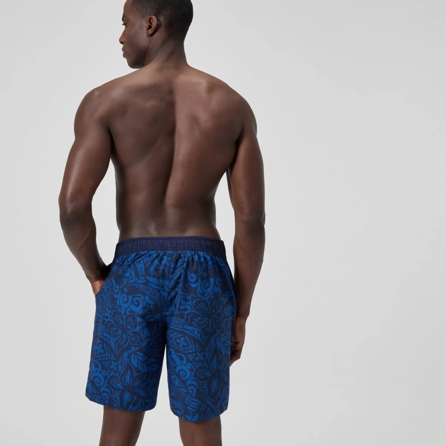 Short de bain Bondi imprimé 50 cm, hommes, bleu marine