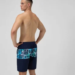Short de bain Bondi imprimé 50 cm, hommes, bleu marine/bleu