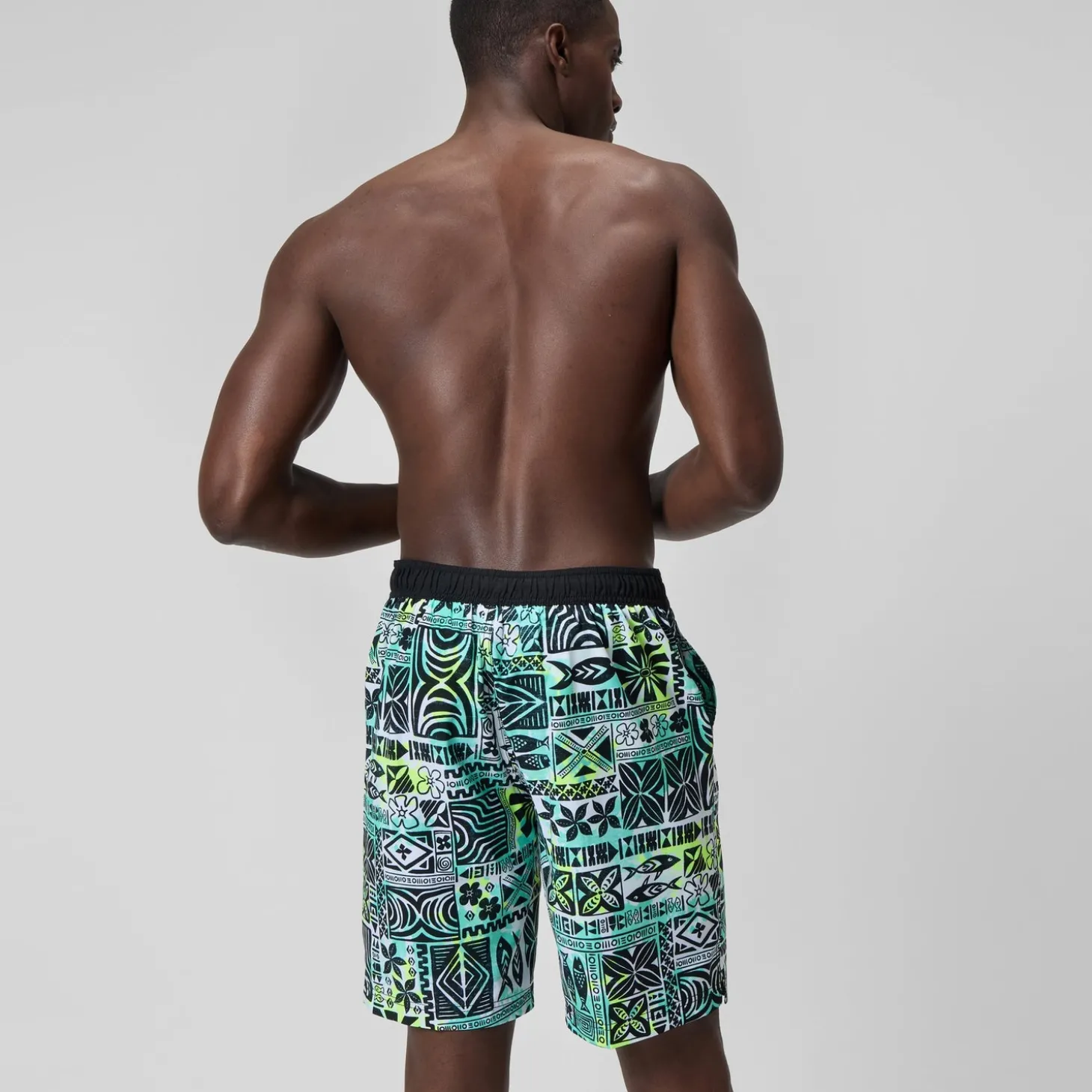 Short de bain Bondi imprimé 50 cm, hommes, noir/blanc
