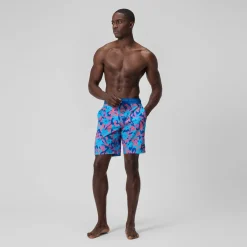 Short de bain Bondi imprimé 50 cm, hommes, bleu/rose