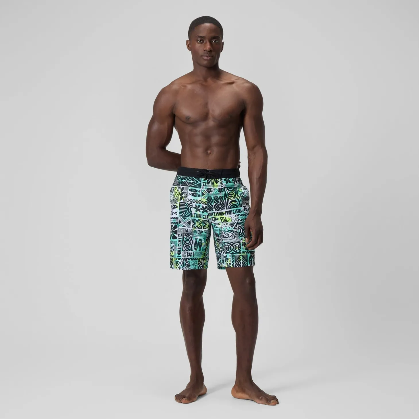 Short de bain Bondi imprimé 50 cm, hommes, noir/blanc