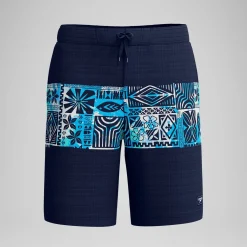 Short de bain Bondi imprimé 50 cm, hommes, bleu marine/bleu
