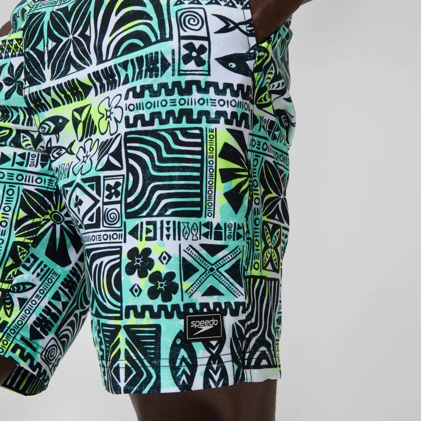 Short de bain Bondi imprimé 50 cm, hommes, noir/blanc