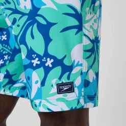 Short de bain Bondi imprimé 50 cm, hommes, turquoise/bleu