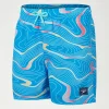 Short de bain Garçon 33 cm imprimé numérique bleu