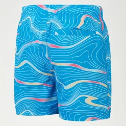Short de bain Garçon 33 cm imprimé numérique bleu