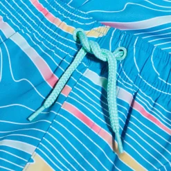 Short de bain Garçon 33 cm imprimé numérique bleu