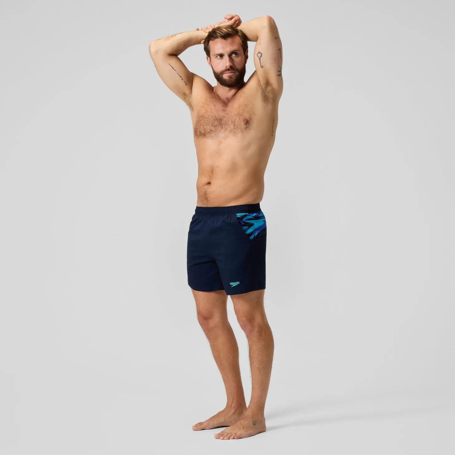 Short de bain homme à empiècement XPRESS LITE 16 pouces bleu