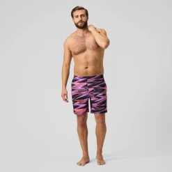 Short de bain homme à empiècement XPRESS LITE 16 pouces noir/rose