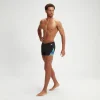 Short de bain homme coupe en V Allover Digital Noir/bleu