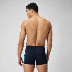 Short de bain Hommes coupe en V Allover Digital pour Hommes Bleu marine profond/Rouge sirène