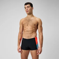 Short de bain Hommes Dive pour Hommes Noir/Rouge sirène/Bleu picton