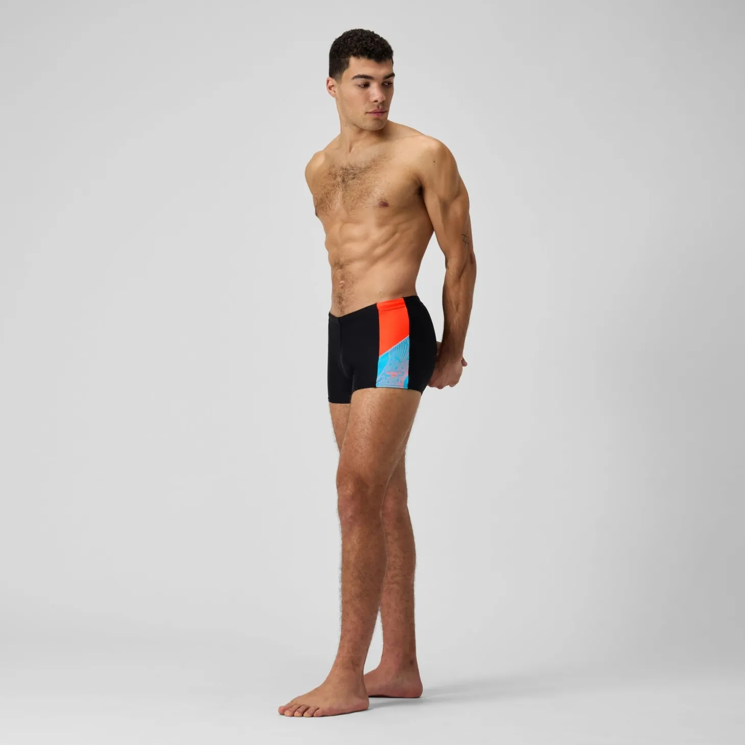 Short de bain Hommes Dive pour Hommes Noir/Rouge sirène/Bleu picton