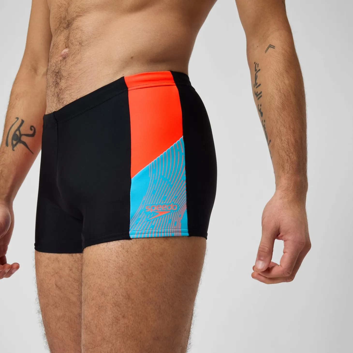 Short de bain Hommes Dive pour Hommes Noir/Rouge sirène/Bleu picton