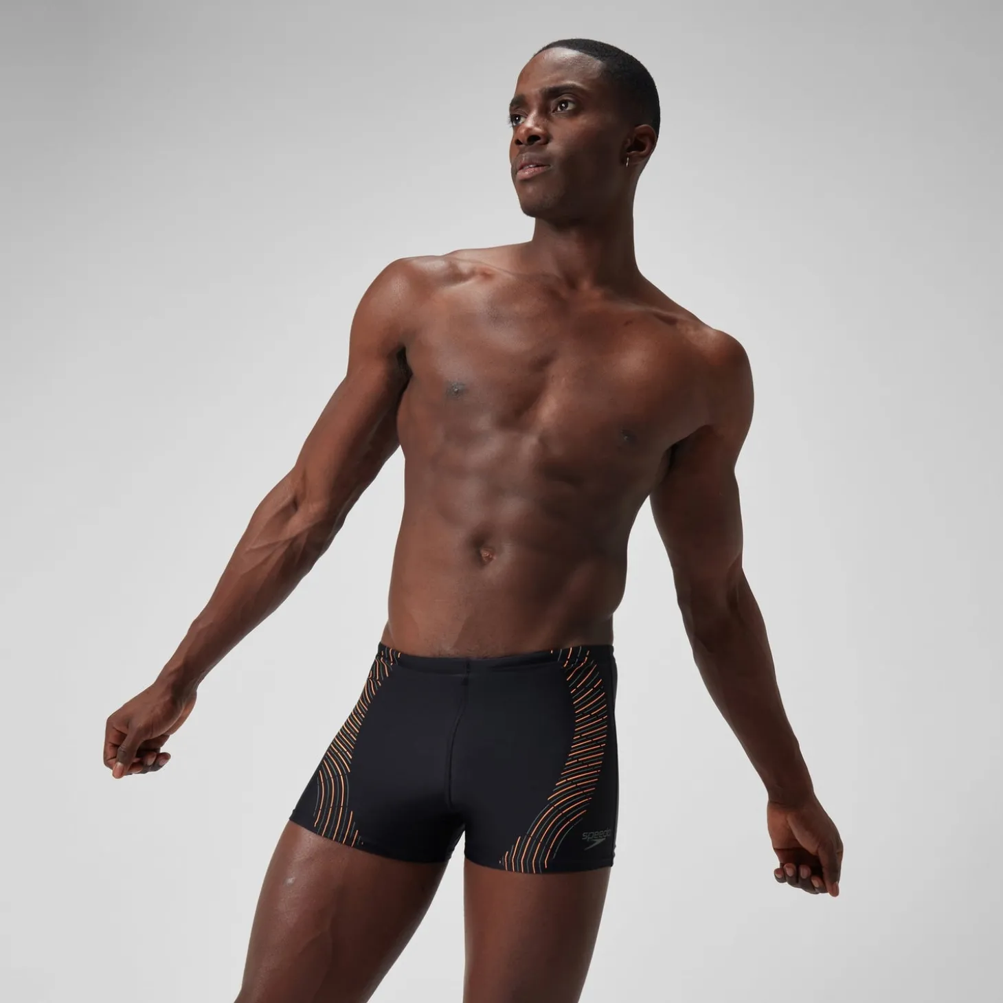 short de bain Hommes imprimé Duo Logo pour Hommes Noir/Vert campagne/Nectarine