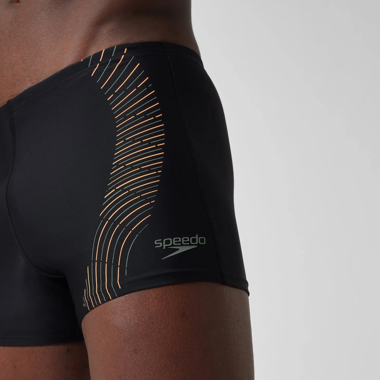 short de bain Hommes imprimé Duo Logo pour Hommes Noir/Vert campagne/Nectarine