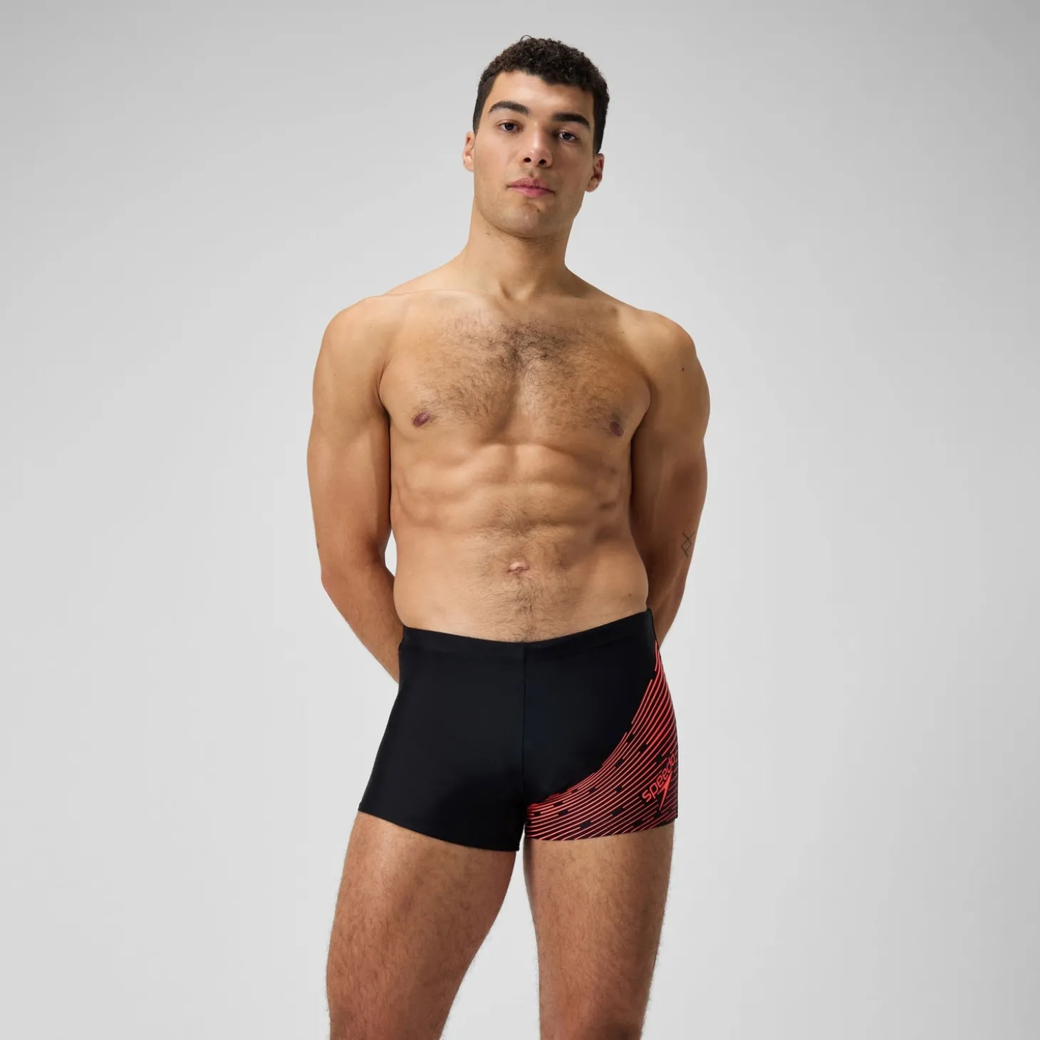 Short de bain Hommes Medley Logo pour Hommes Noir/Rouge sirène