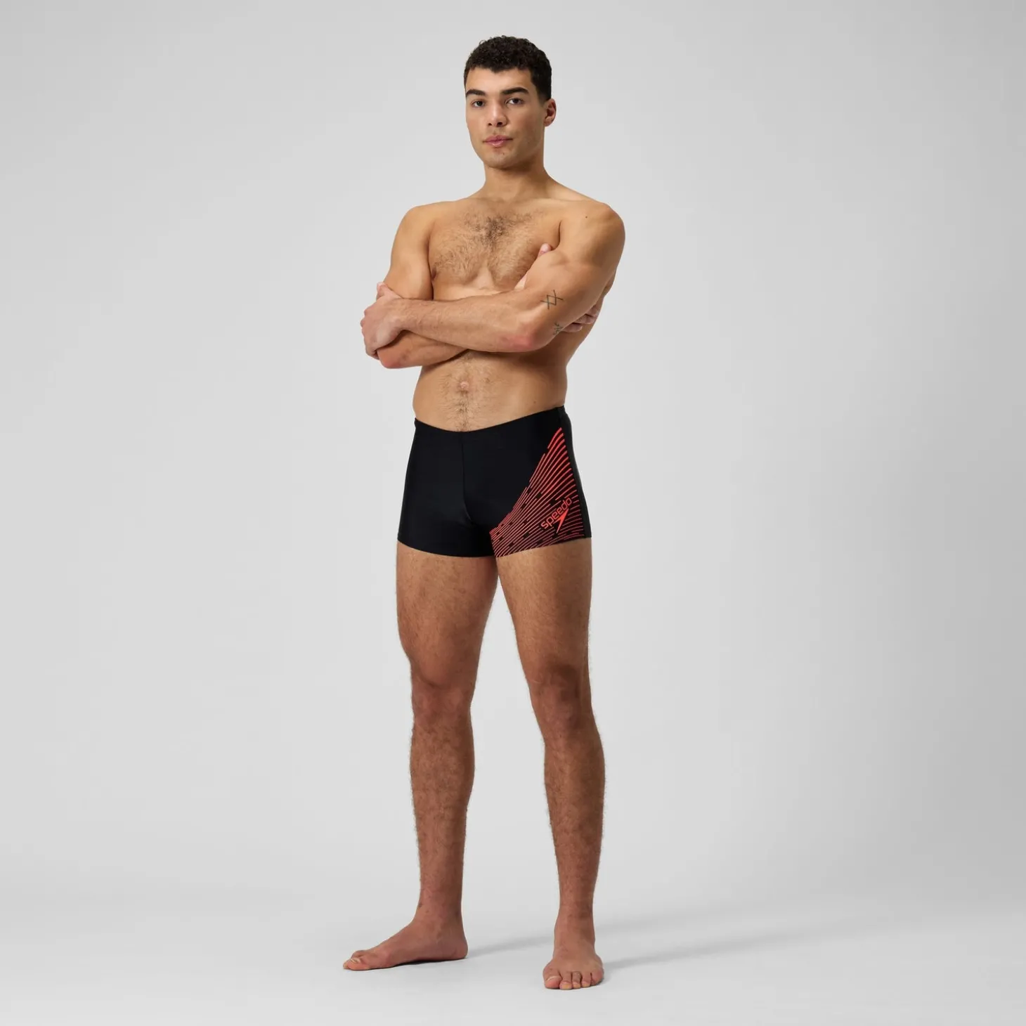 Short de bain Hommes Medley Logo pour Hommes Noir/Rouge sirène