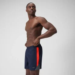Short de bain Hyperboom Splice 16" pour Hommes Bleu Marine/Rouge