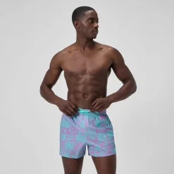 Short de bain Redondo Edge imprimé 35 cm, hommes, rose/bleu