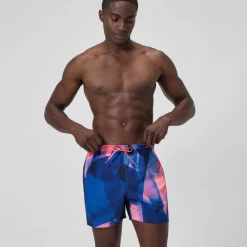 Short de bain Redondo Edge imprimé 40 cm, hommes, bleu/rose
