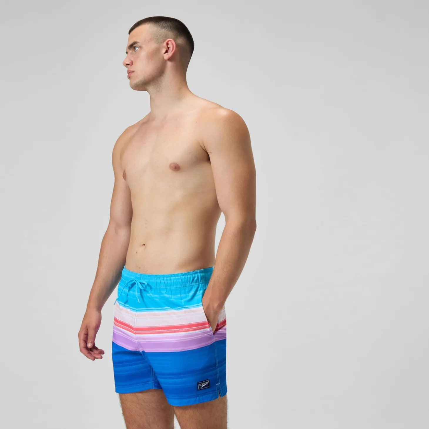 Short de bain Redondo Edge imprimé 40 cm, hommes, bleu/rose