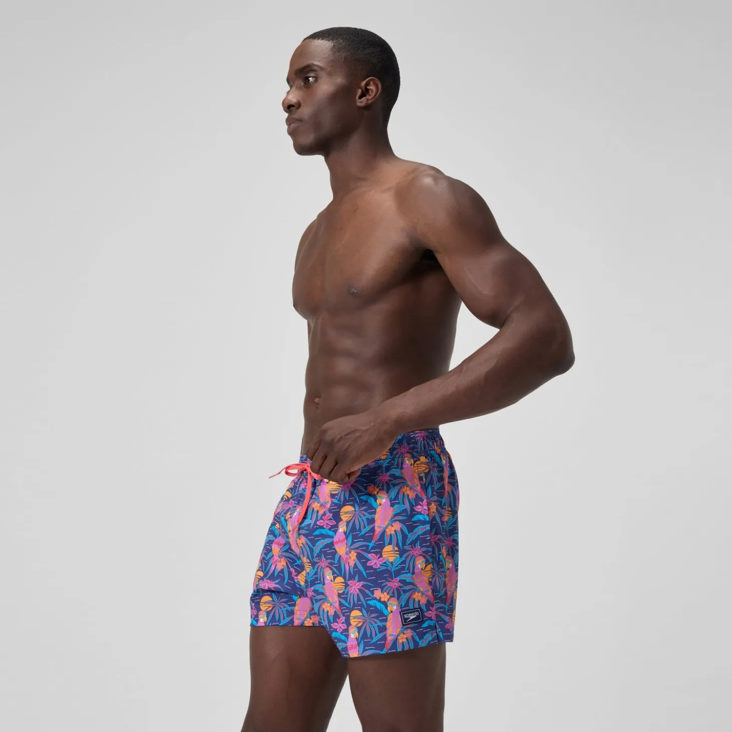 Short de bain Redondo Edge imprimé 35 cm, hommes, bleu/rose