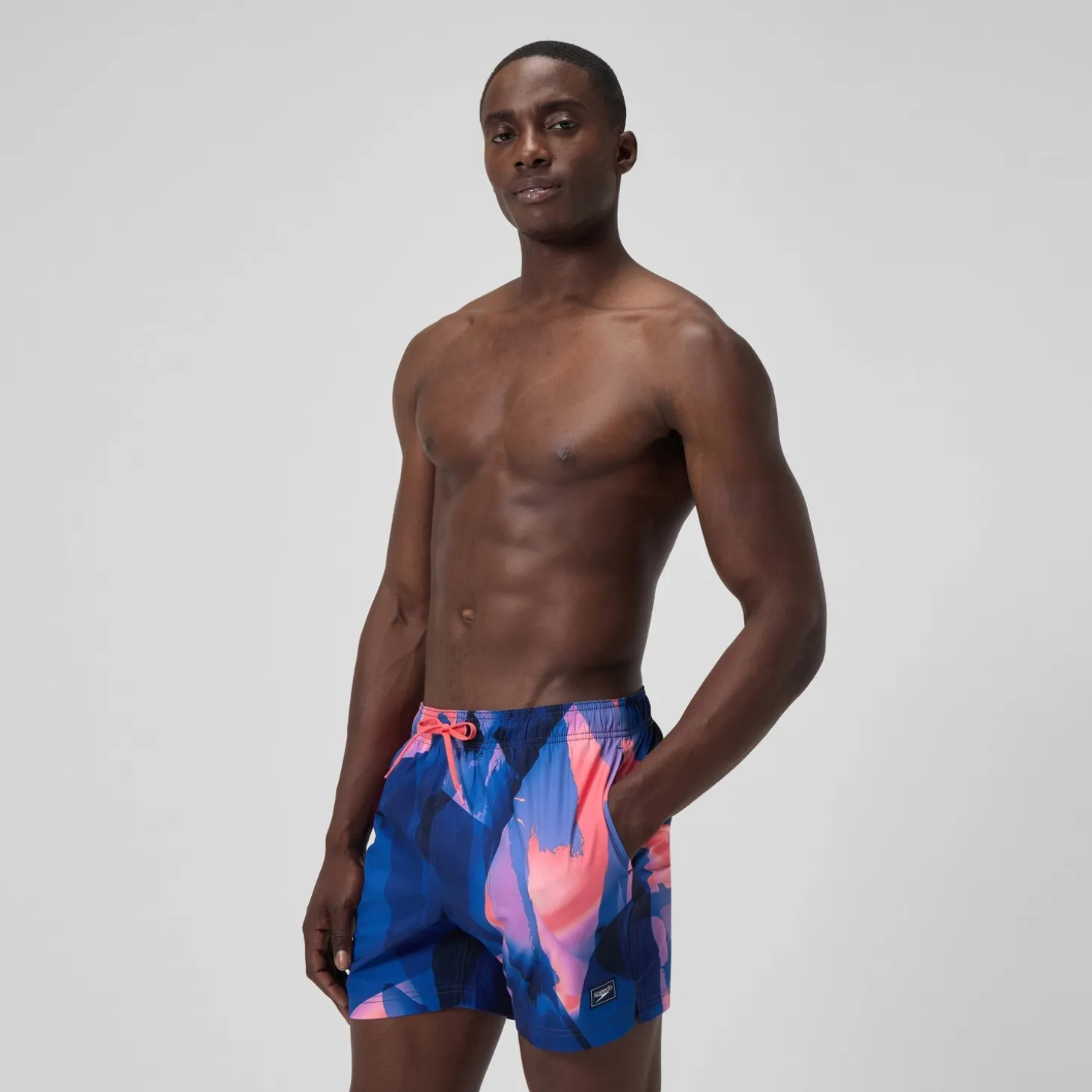 Short de bain Redondo Edge imprimé 40 cm, hommes, bleu/rose