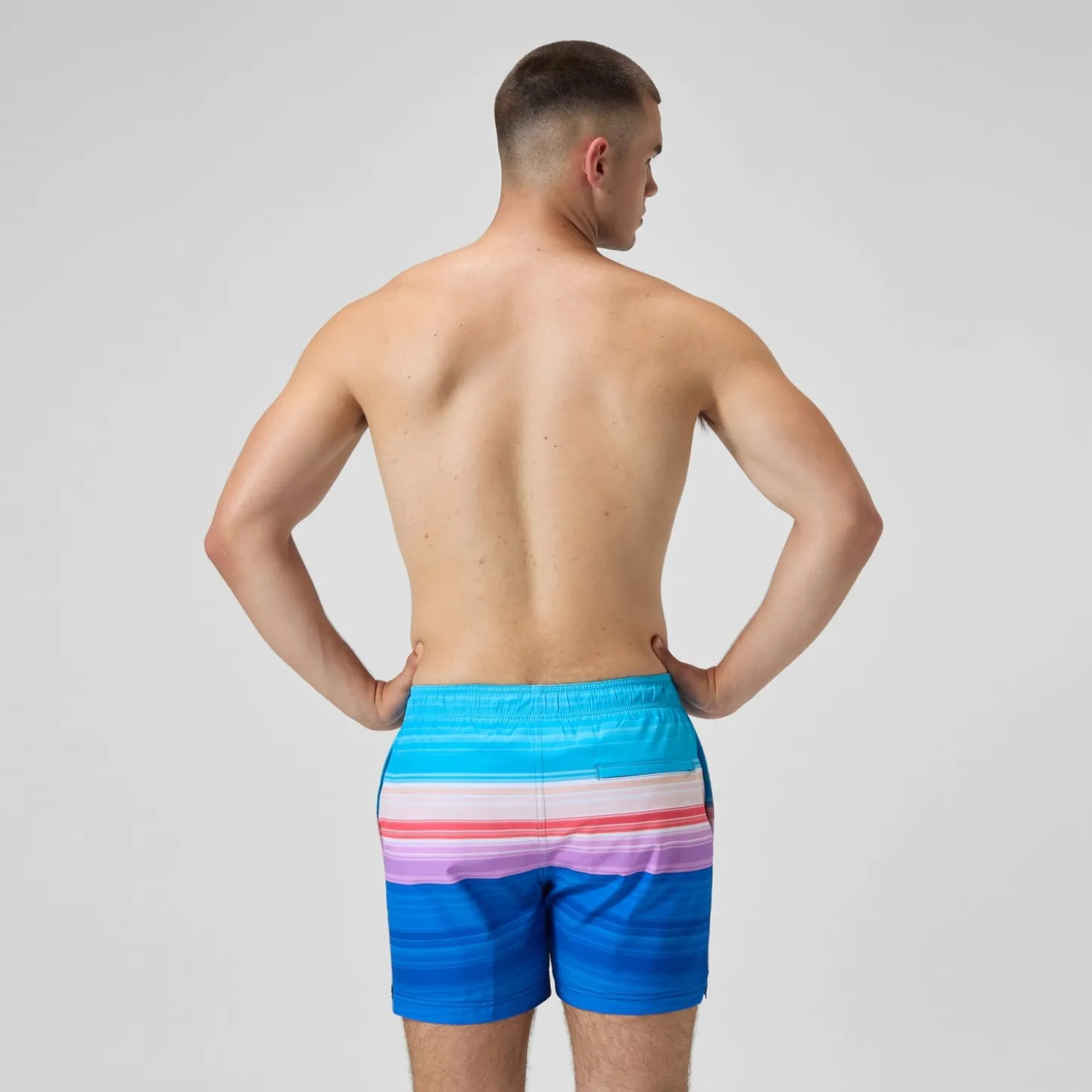 Short de bain Redondo Edge imprimé 40 cm, hommes, bleu/rose