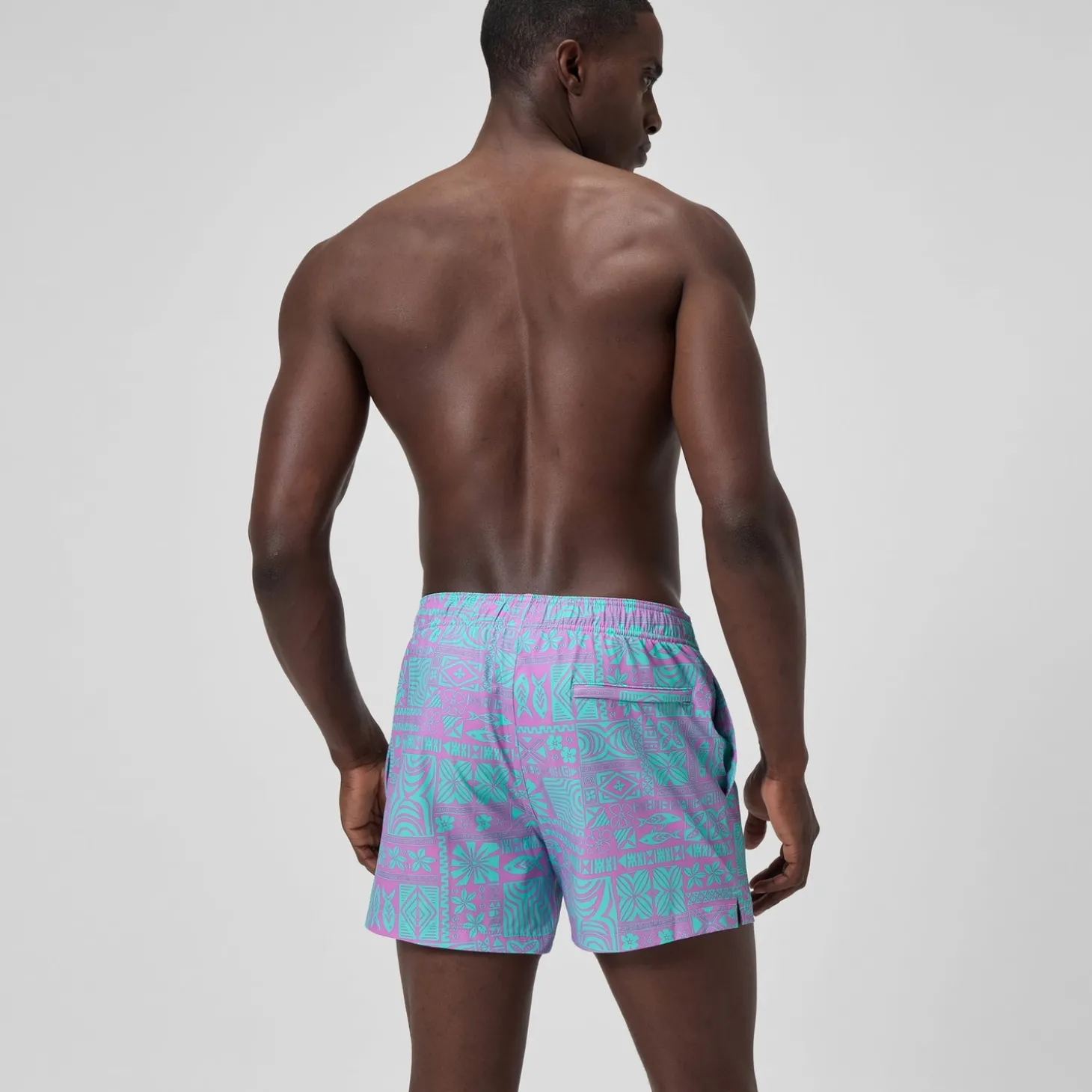 Short de bain Redondo Edge imprimé 35 cm, hommes, rose/bleu